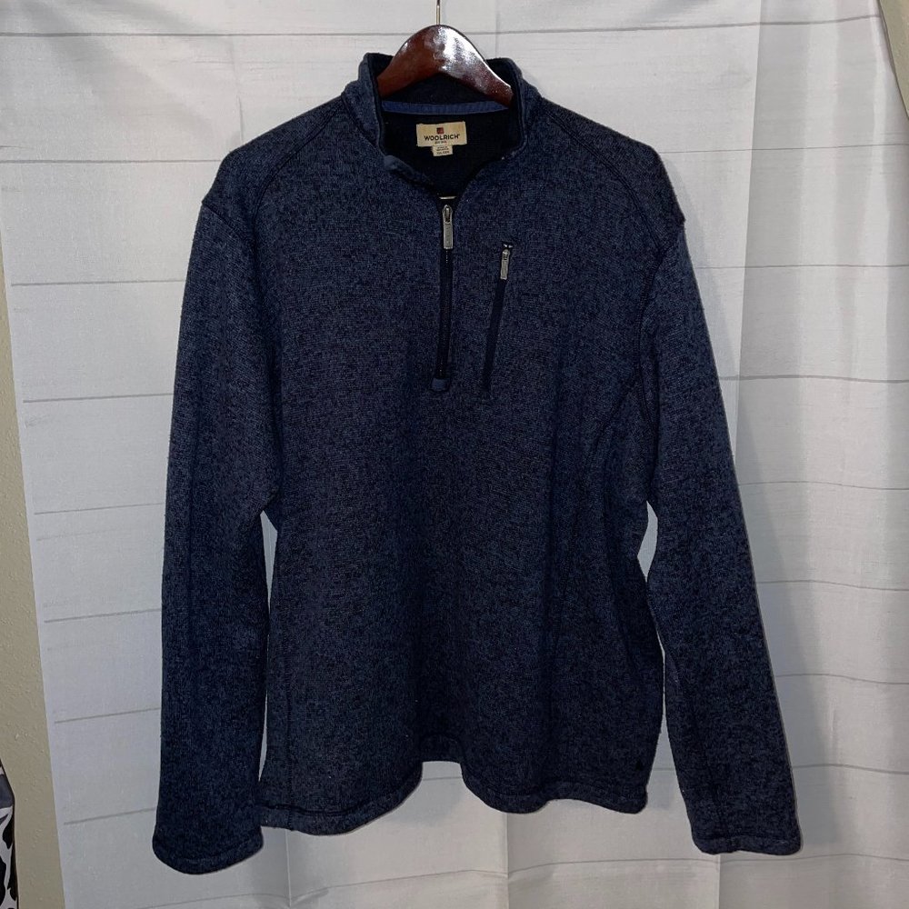Woolrich Men's Size XXL Half Zip Pullover Sweater Navy Polyester